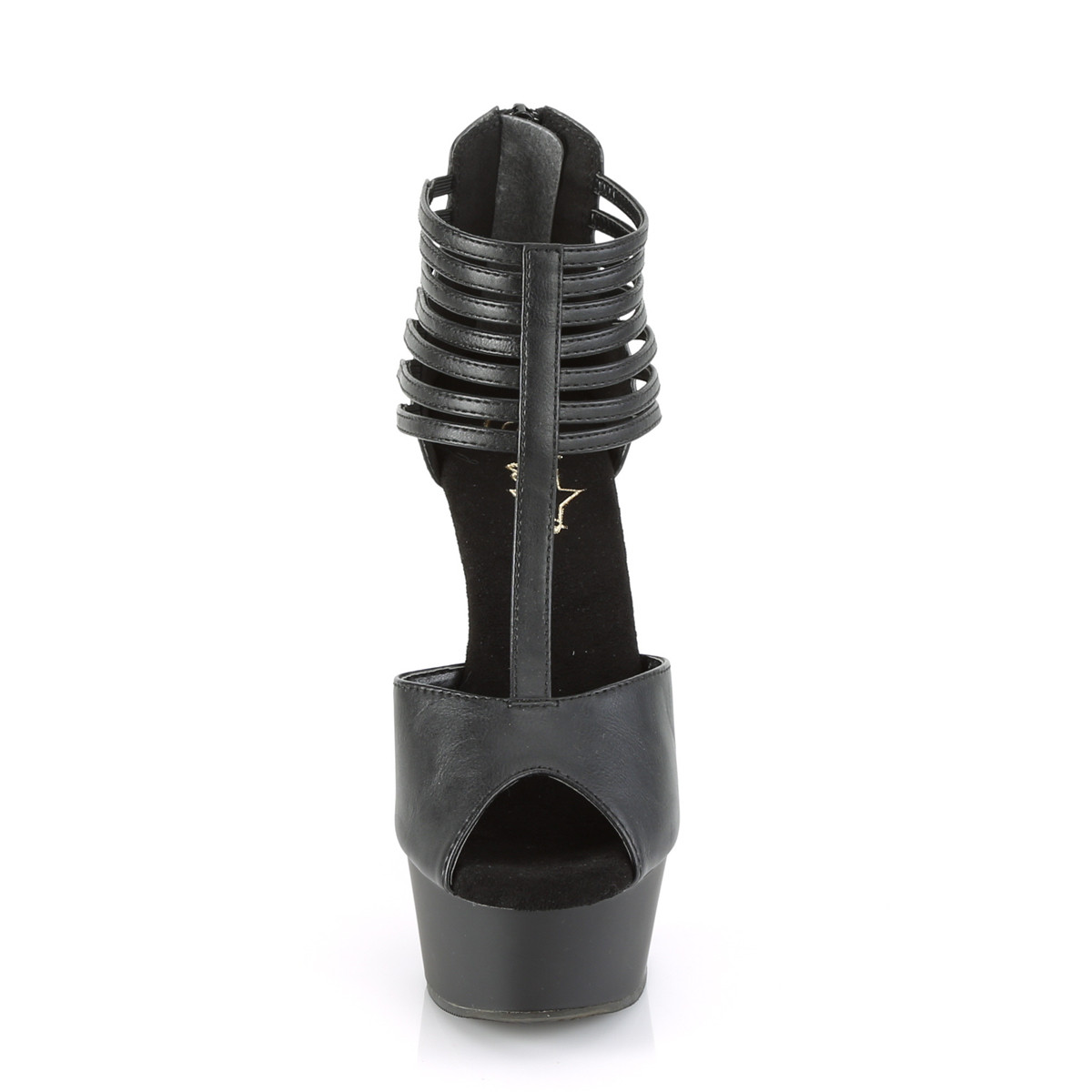 Pleaser Delight-626 BPU/M - Czarne buty z paskiem nad kostką na platformie z wysokimi obcasami