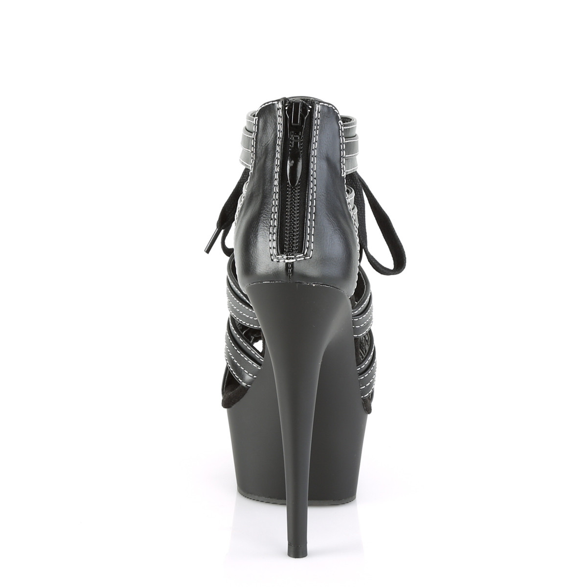 Pleaser Delight-693 BPU/M - Czarne sandały gladiatorki na platformie z wysokimi obcasami