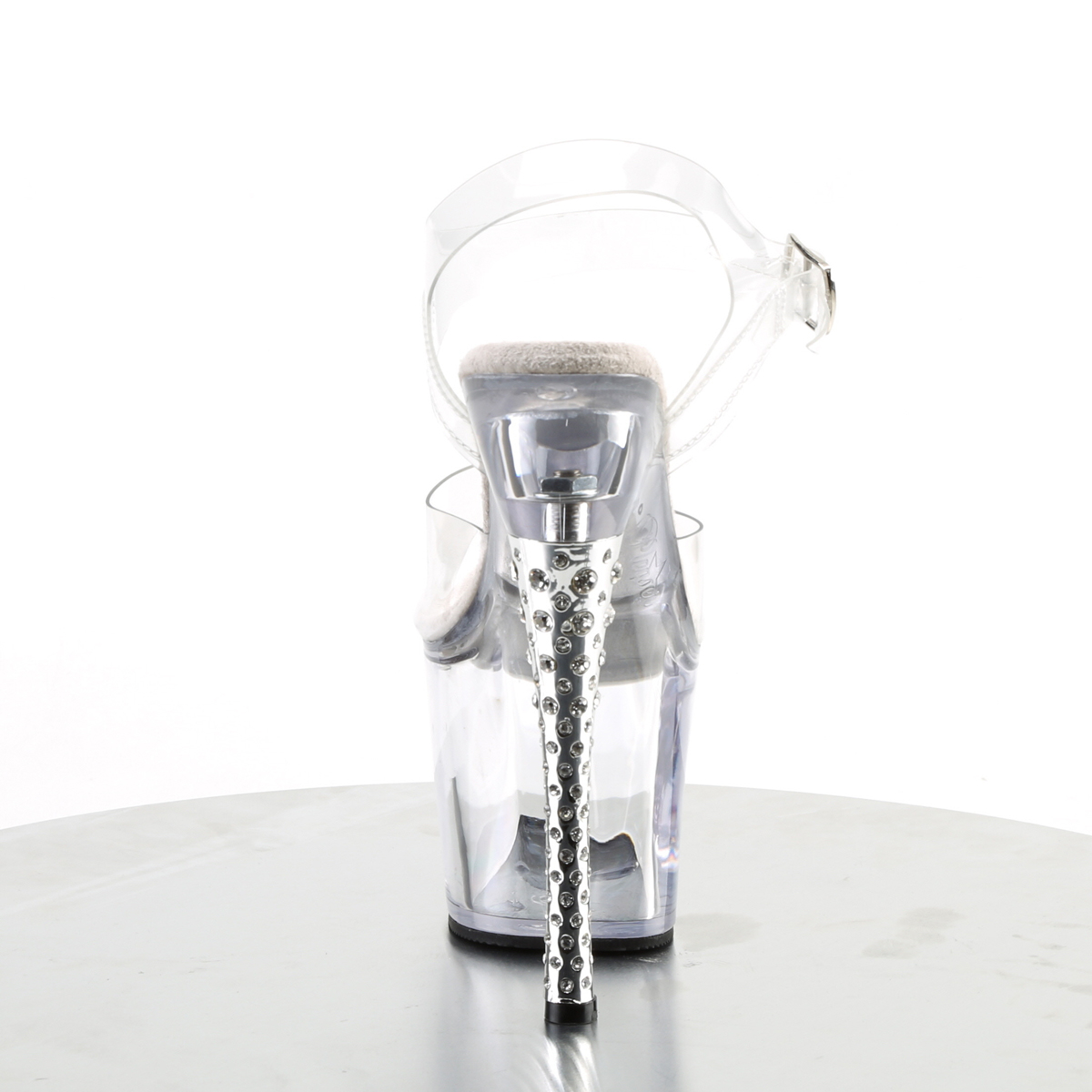 Pleaser Diamond-708 C/M - Przezroczyste sandały na wysokiej platformie