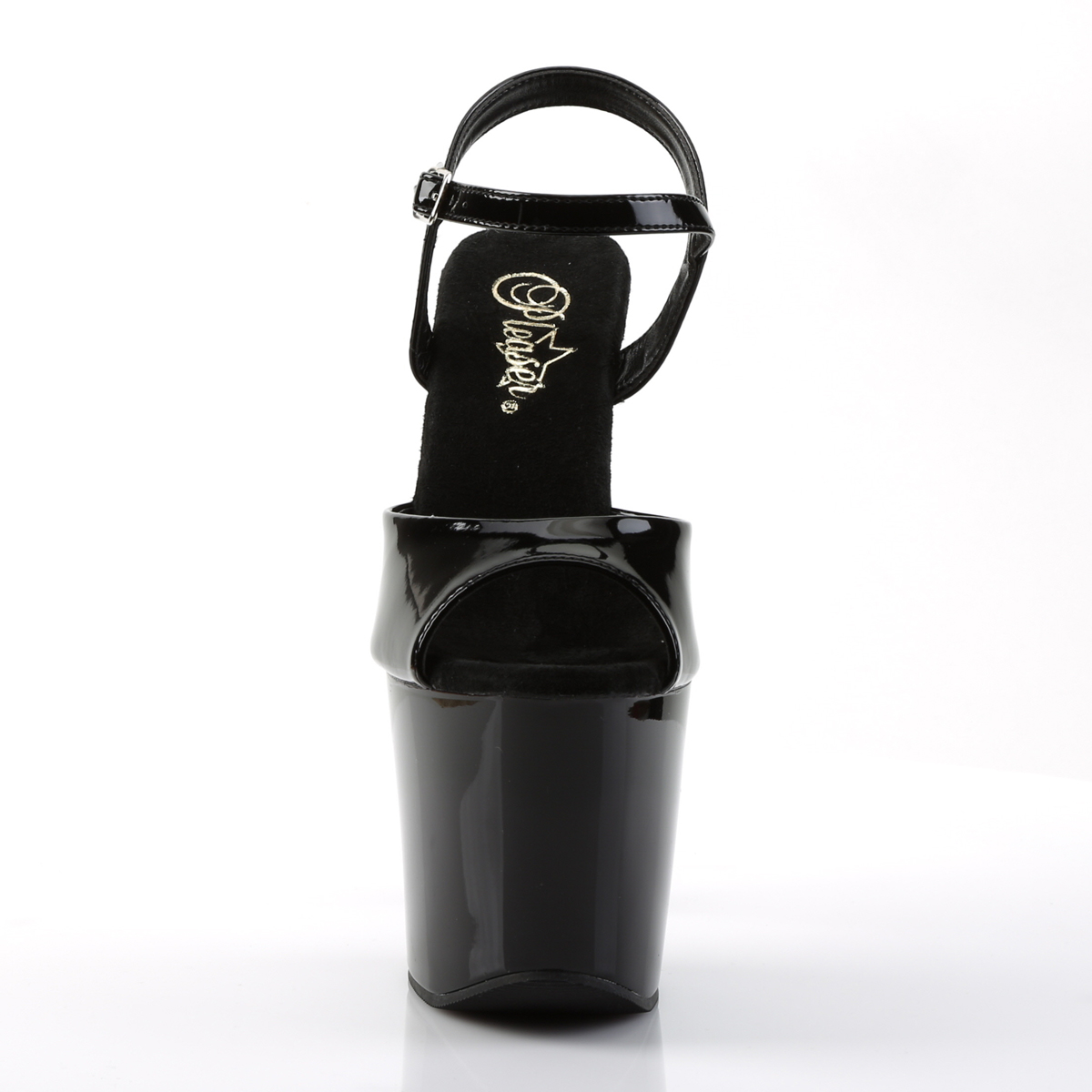 Pleaser Diamond-709 B/M - Błyszczące czarne sandały na wysokiej platformie