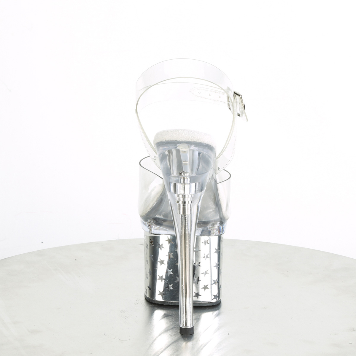 Pleaser Discolite-708STAR C/SCH - Przezroczyste świecące sandały na wysokiej platformie