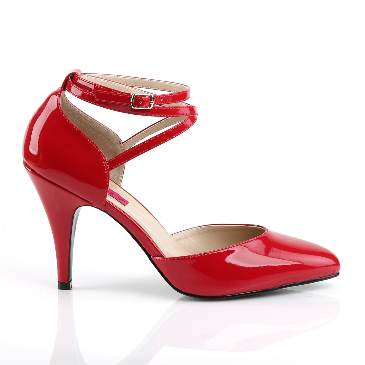 Pleaser Pink Label Dream-408 R - Błyszczące czerwone sandały na wysokim obcasie