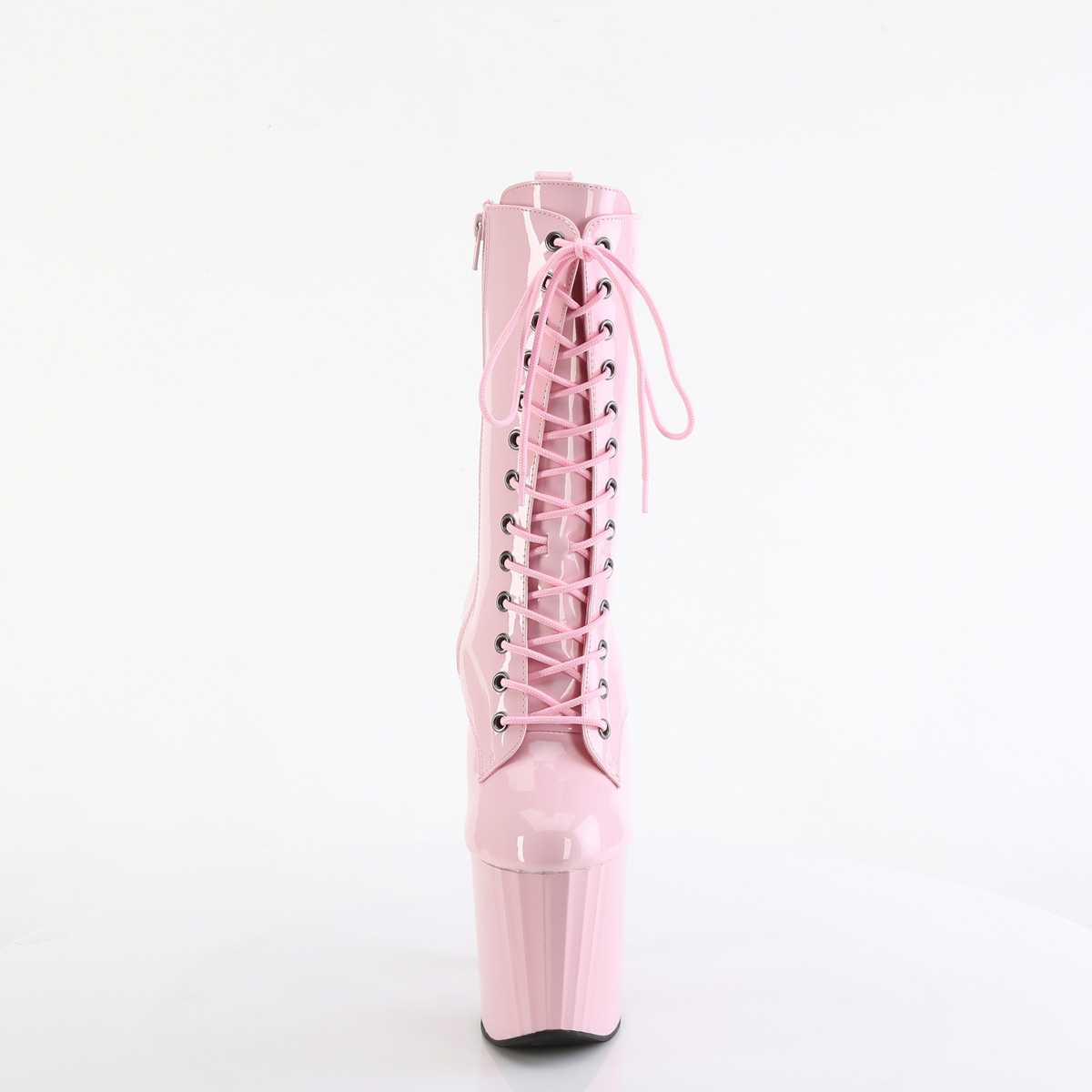 Pleaser Enchant-1040 BP/M - Błyszczące różowe buty za kostkę na wysokiej platformie