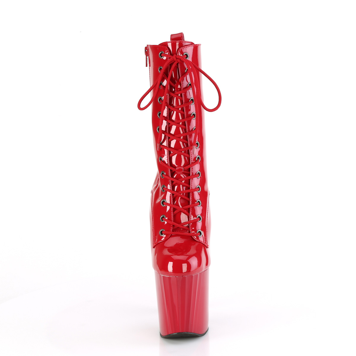 Pleaser Enchant-1040 R/M - Błyszczące czerwone buty za kostkę na wysokiej platformie