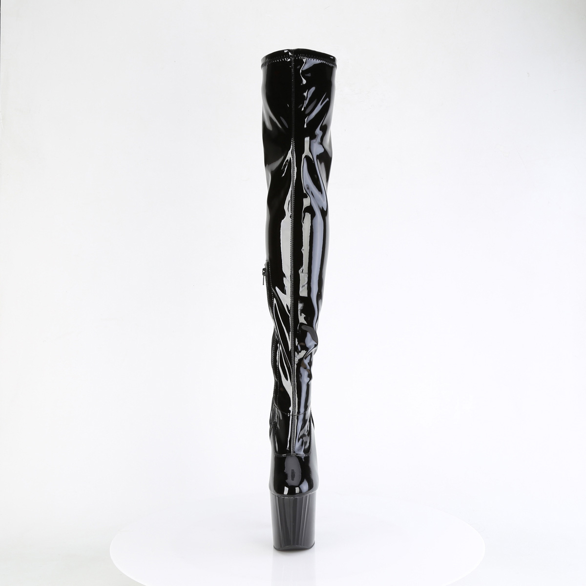 Pleaser Enchant-3000 B/M - Błyszczące czarne kozaki za kolano na wysokiej platformie