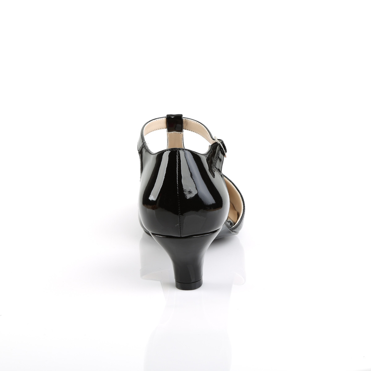 Pleaser Pink Label Fab-428 B - Błyszczące czarne czółenka z paskami