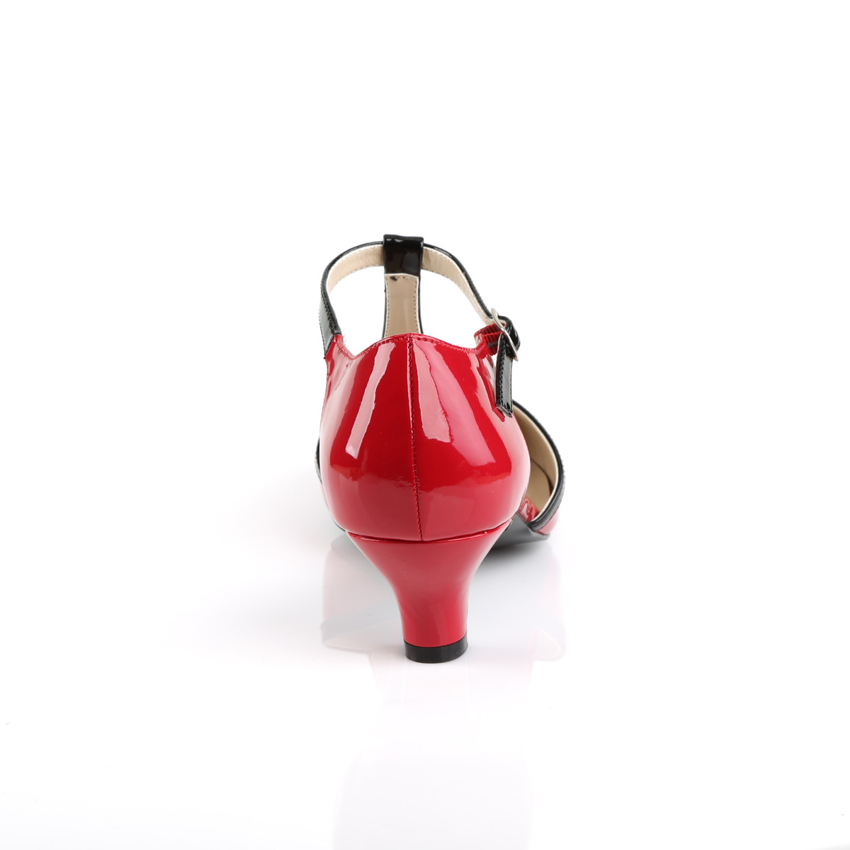 Pleaser Pink Label Fab-428 R-B - Błyszczące czerwone czółenka z paskami