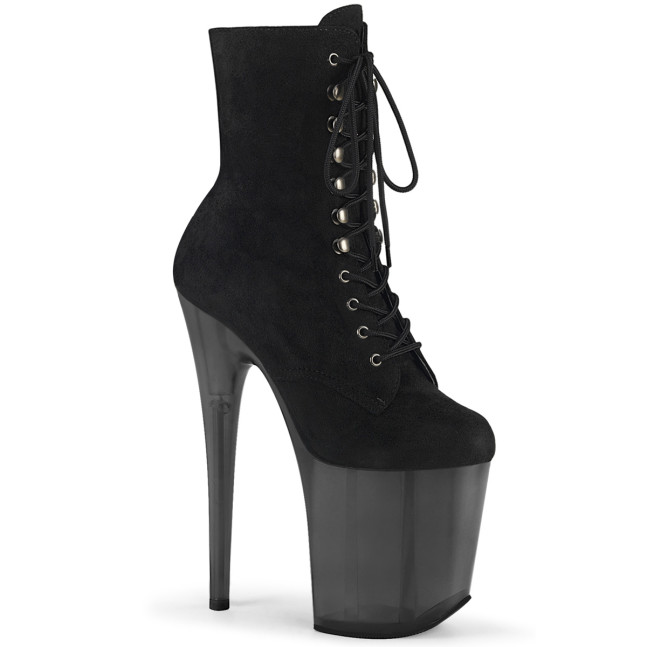 Pleaser Flamingo-1020FST BFS/B - Czarne buty za kostkę na wysokiej platformie