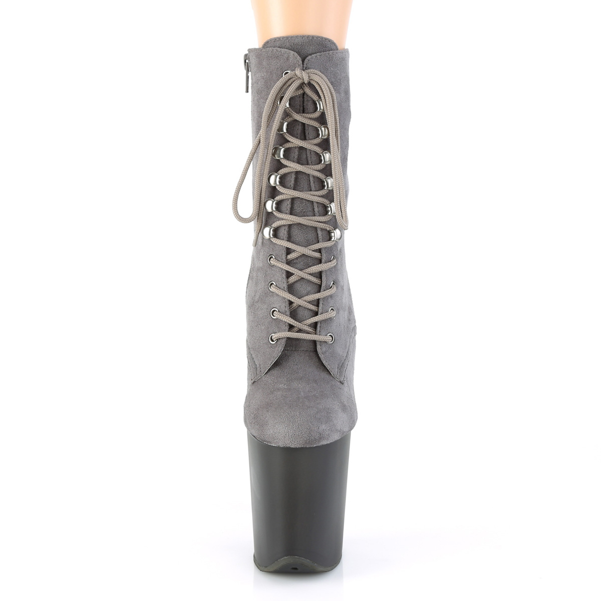 Pleaser Flamingo-1020FST GYFS/GY - Szare buty za kostkę na wysokiej platformie