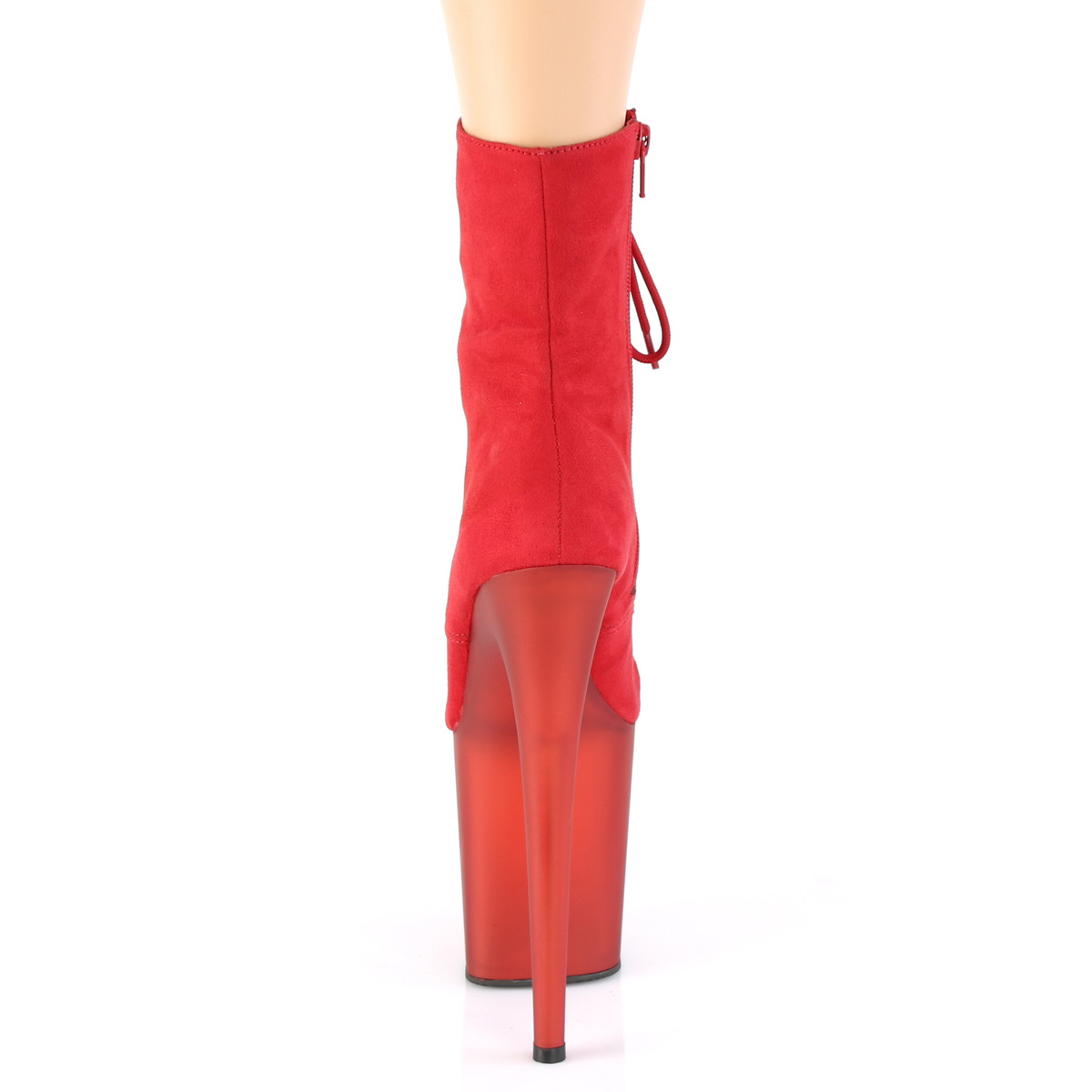 Pleaser Flamingo-1020FST RFS/R - Czerwone buty za kostkę na wysokiej platformie