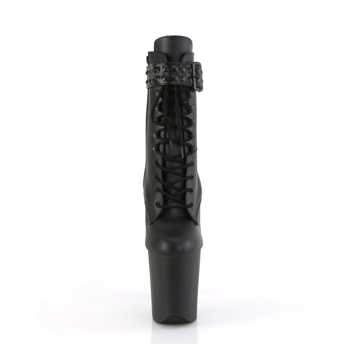 Pleaser Flamingo-1020STR BPU/M - Czarne buty za kostkę na wysokiej platformie