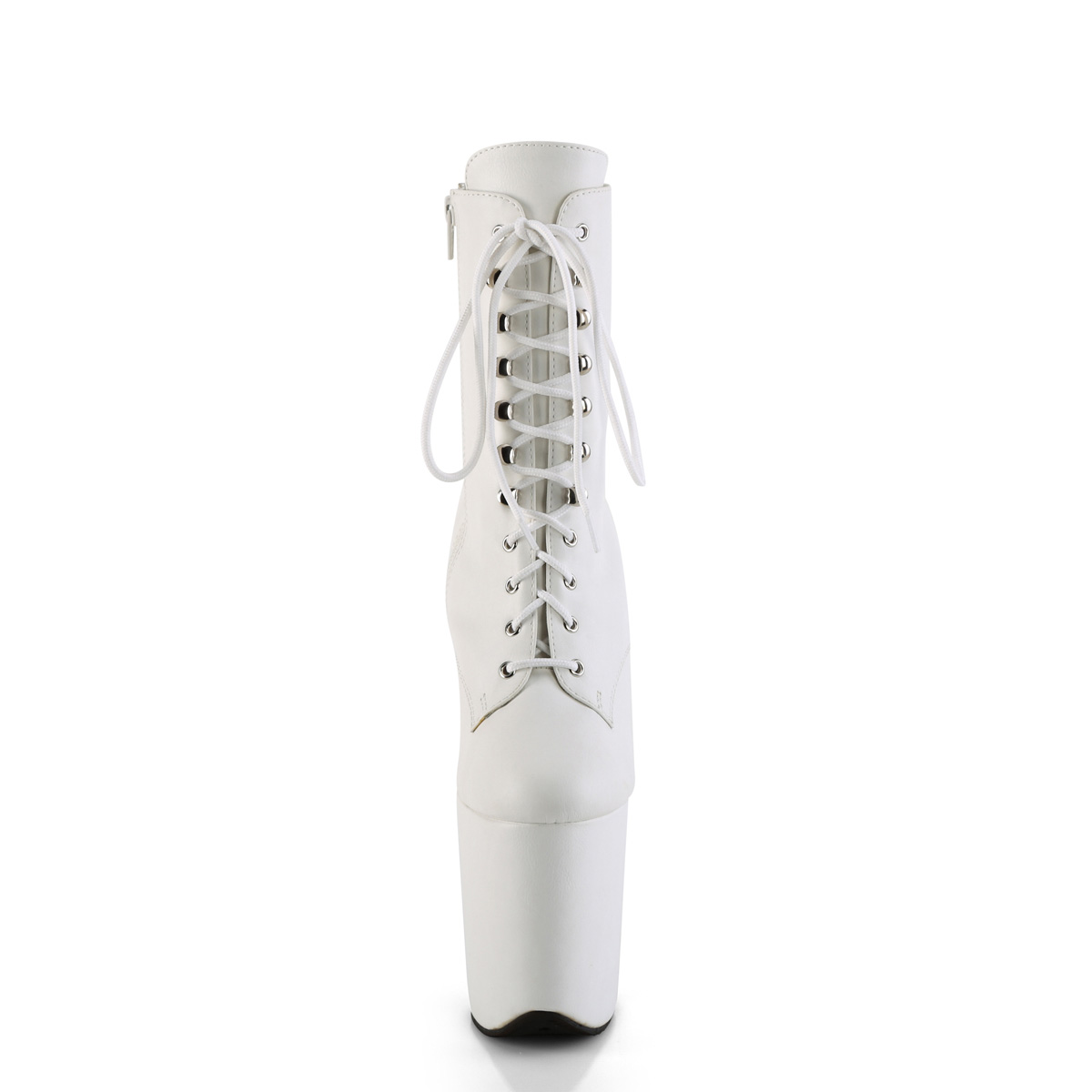 Pleaser Flamingo-1020WR WPU/M - Białe buty za kostkę na wysokiej platformie