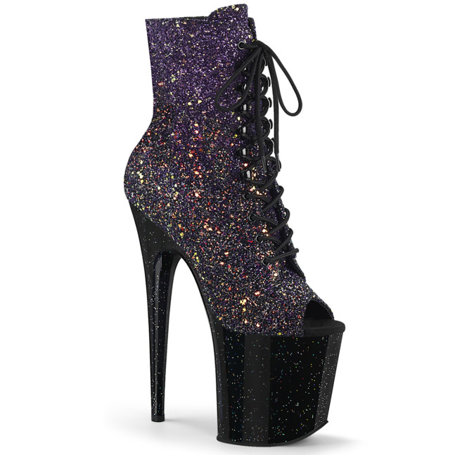 Pleaser Flamingo-1021OMBG PPG/B - Fioletowe buty za kostkę na wysokiej platformie