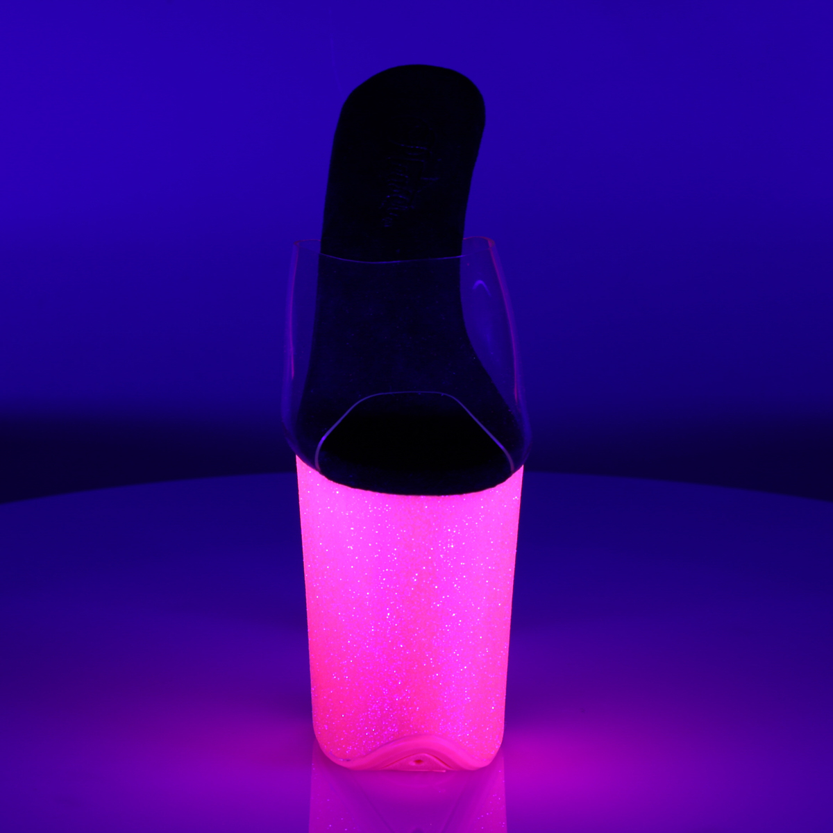 Pleaser Flamingo-801UVG C/NHP - Przezroczyste reagujące na uv sandały na wysokiej platformie