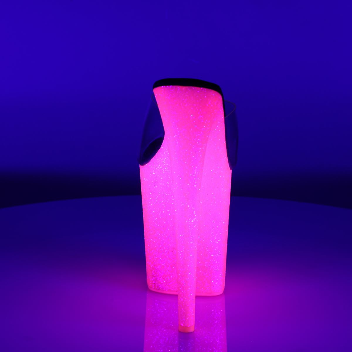 Pleaser Flamingo-801UVG C/NHP - Przezroczyste reagujące na uv sandały na wysokiej platformie