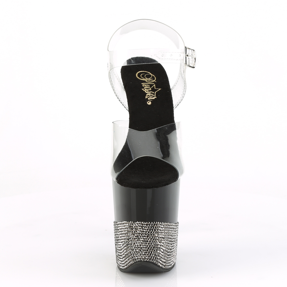 Pleaser Flamingo-808-3 C/B-PW - Przezroczyste sandały na wysokiej platformie