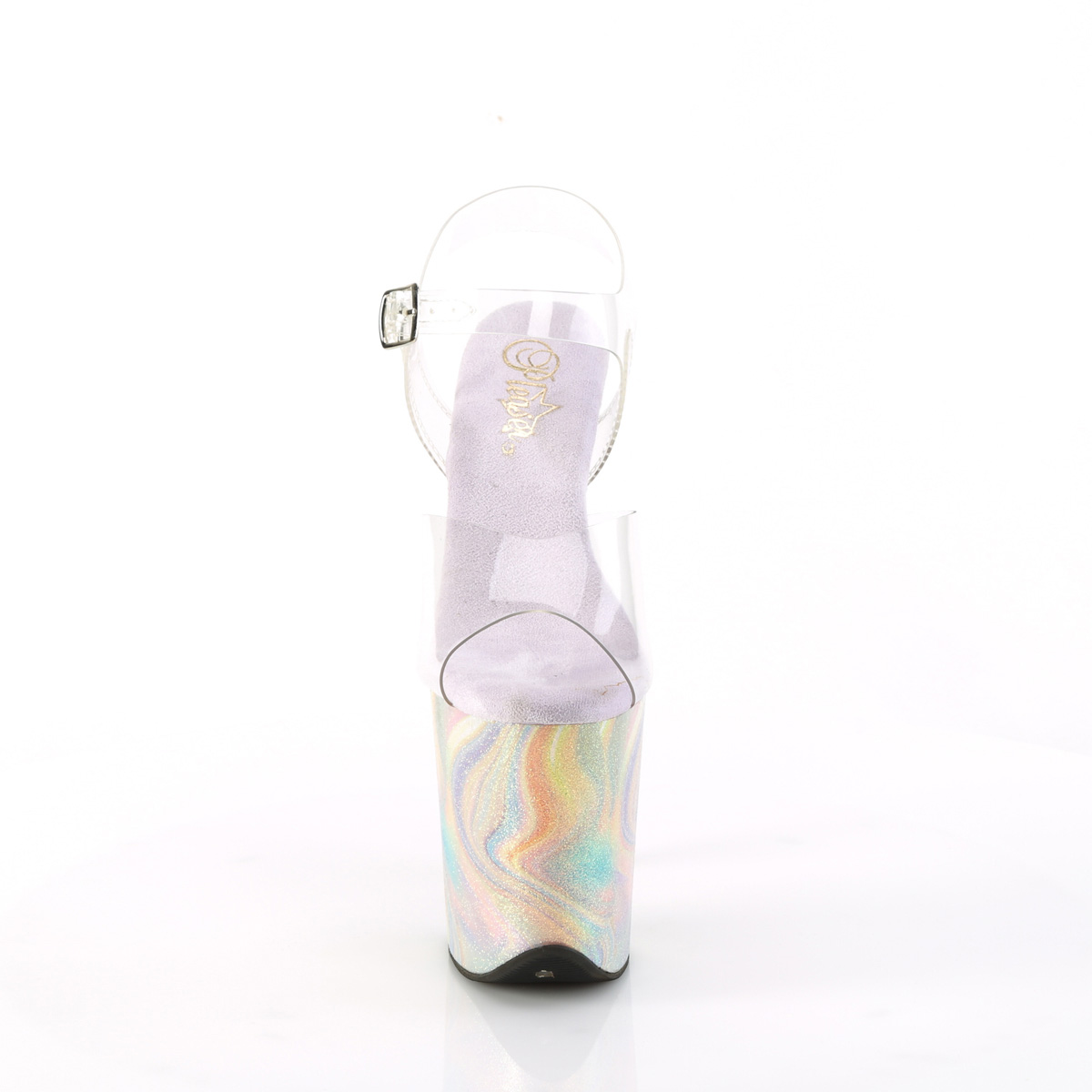 Pleaser Flamingo-808CRF C/LVG - Przezroczyste sandały na wysokiej platformie