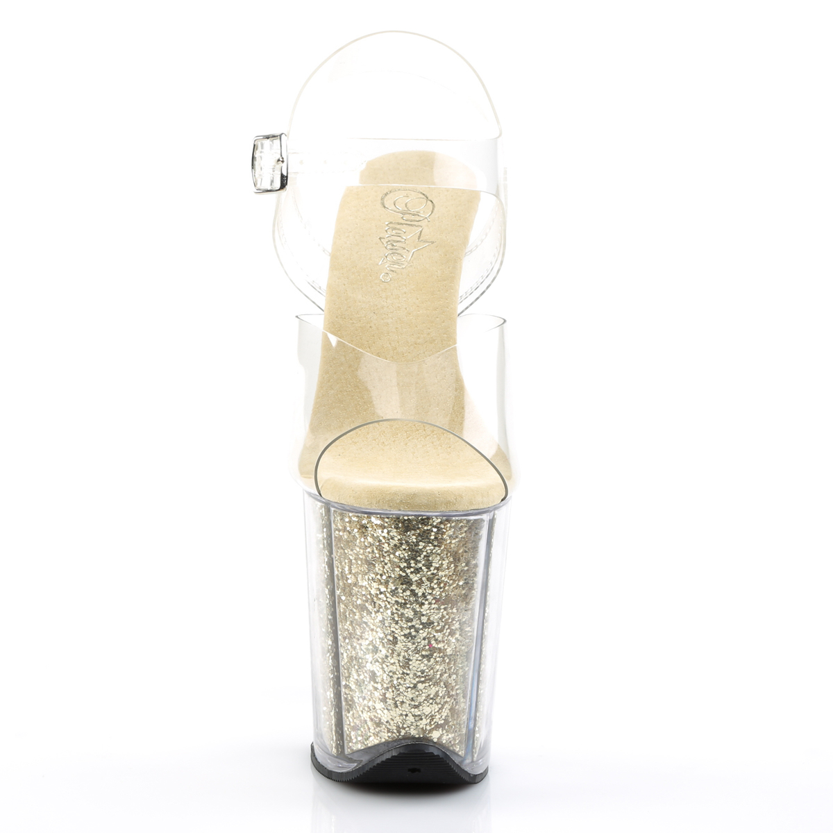 Pleaser Flamingo-808G C/G - Przezroczyste sandały na wysokiej platformie