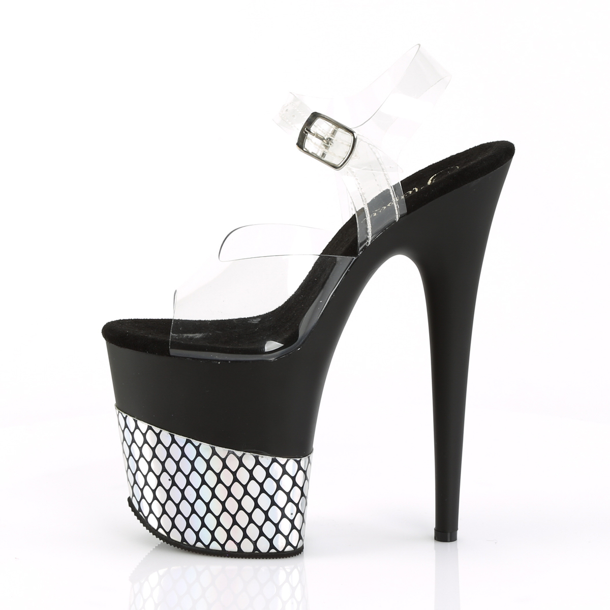 Pleaser Flamingo-808HFN C/B-SHG - Przezroczyste sandały na wysokiej platformie