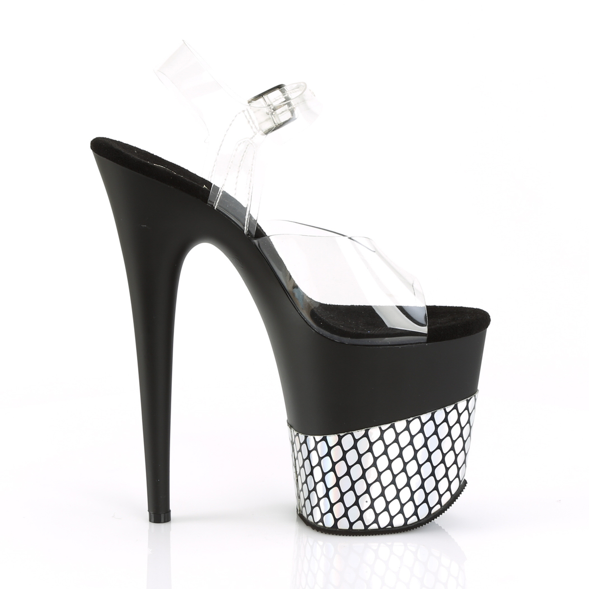 Pleaser Flamingo-808HFN C/B-SHG - Przezroczyste sandały na wysokiej platformie