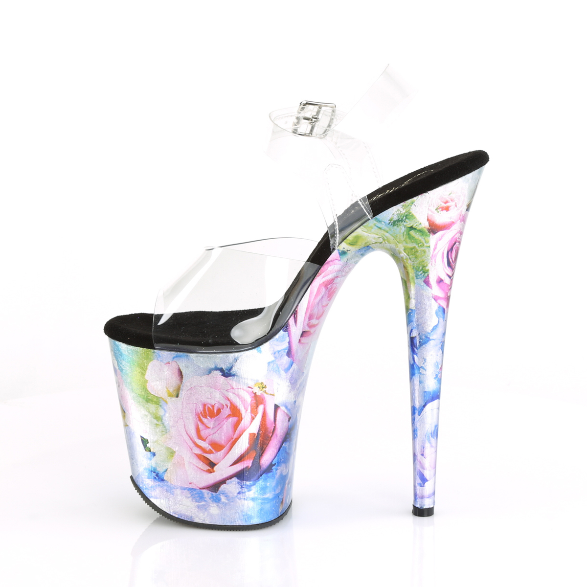 Pleaser Flamingo-808MRP C/MMC - Przezroczyste sandały na wysokiej platformie