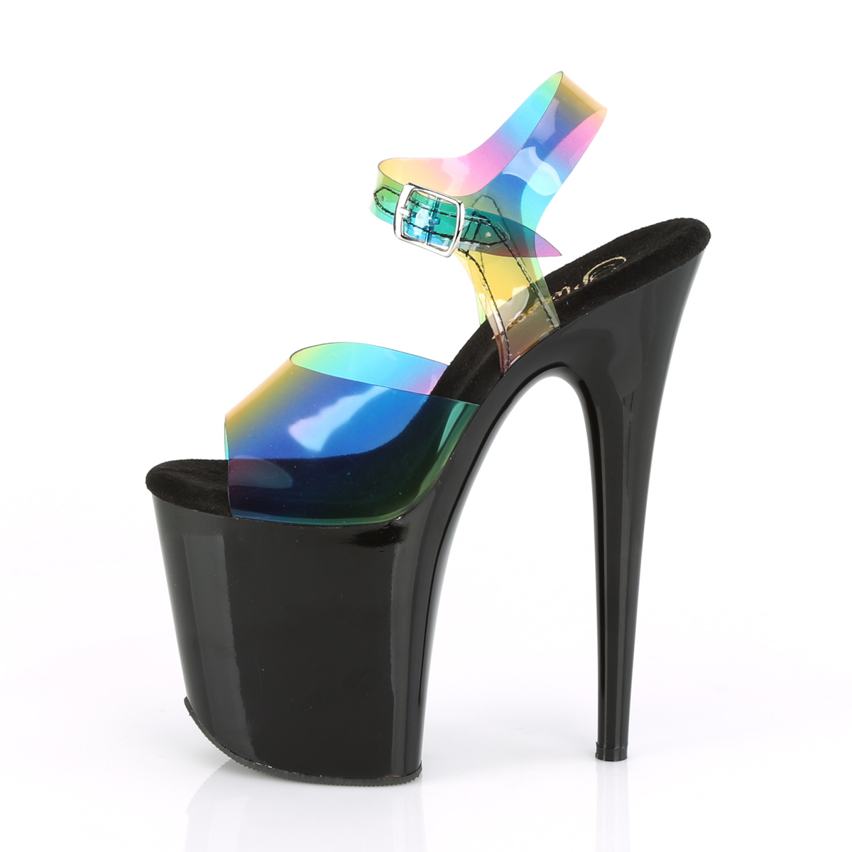Pleaser Flamingo-808RB RBOWPVC/B - Wielokolorowe sandały na wysokiej platformie