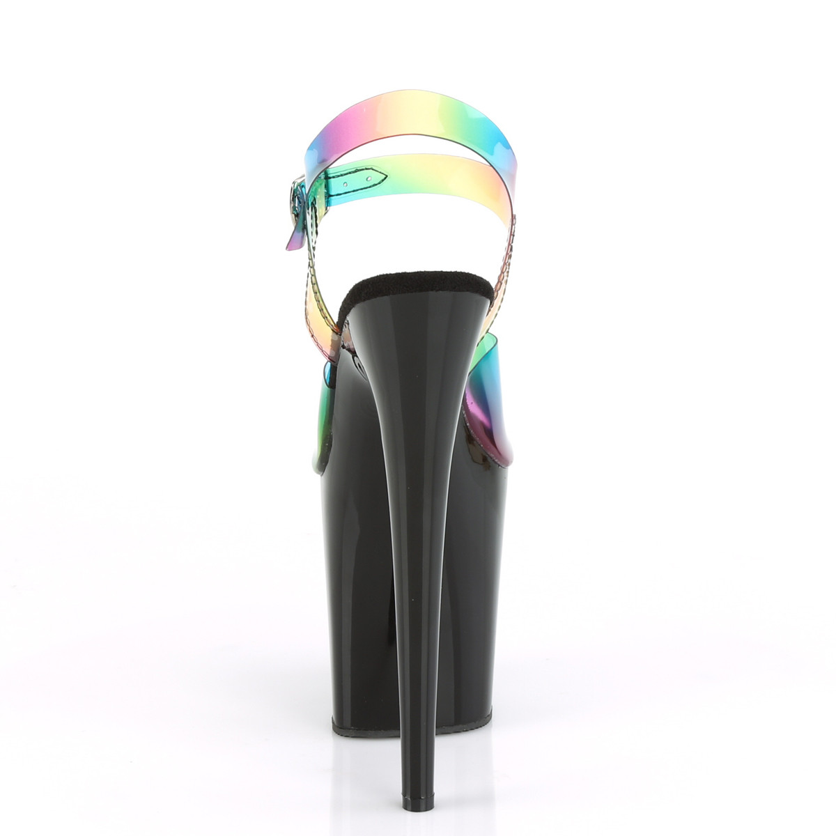 Pleaser Flamingo-808RB RBOWPVC/B - Wielokolorowe sandały na wysokiej platformie