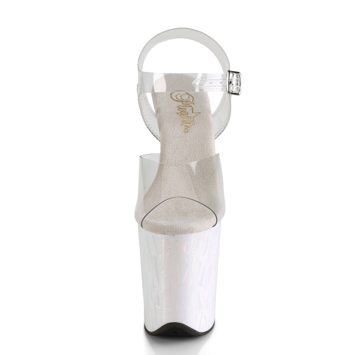 Pleaser Flamingo-808SPLA-2 C/WHG - Przezroczyste sandały na wysokiej platformie