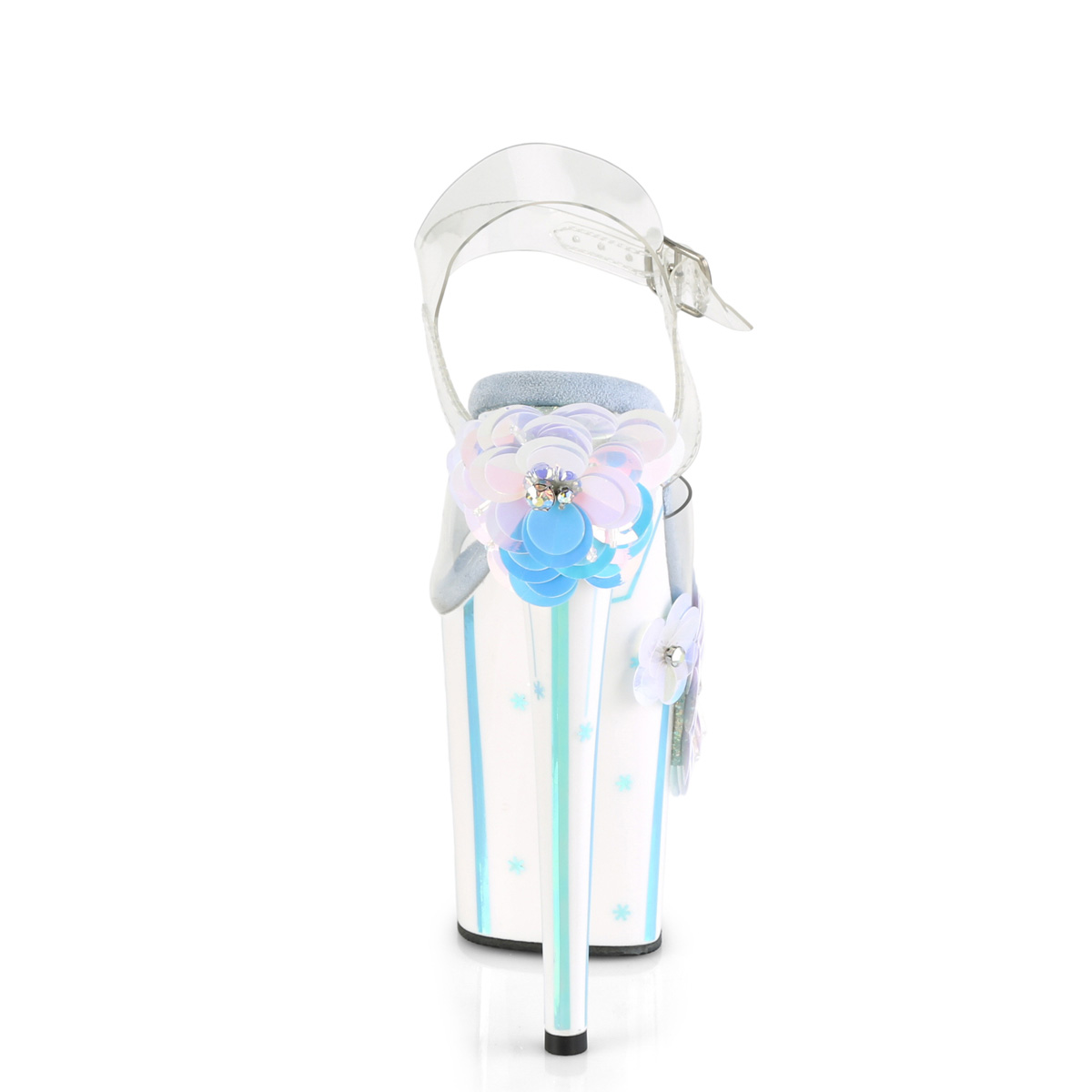 Pleaser Flamingo-808SQFL C/LBUIRI - Przezroczyste sandały na wysokiej platformie