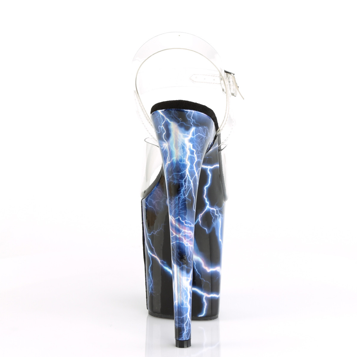 Pleaser Flamingo-808STORM C/BLUHG - Przezroczyste sandały na wysokiej platformie