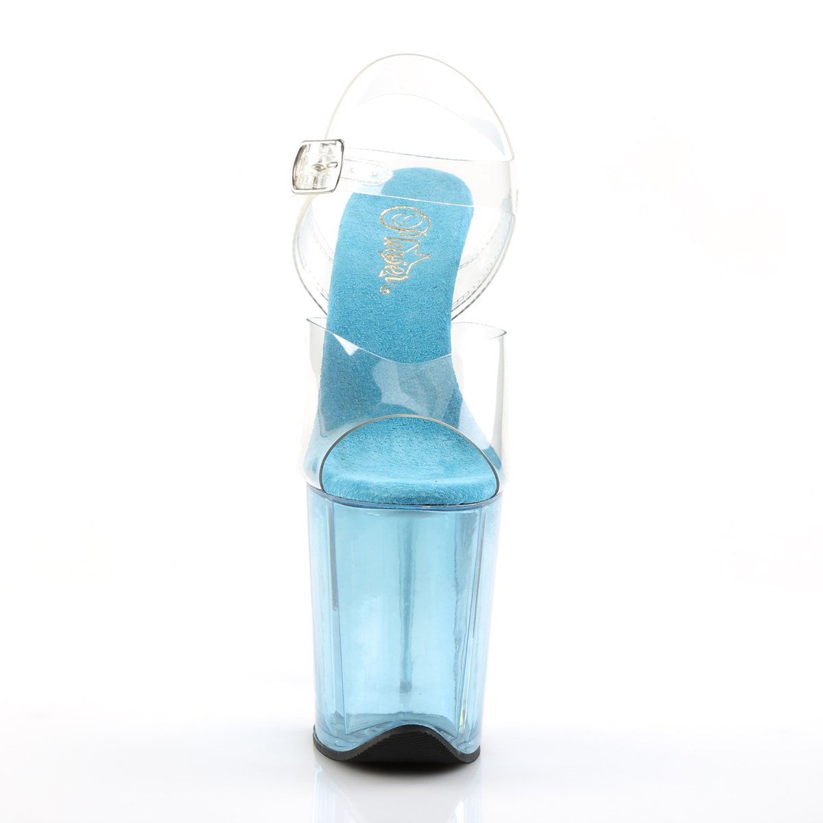 Pleaser Flamingo-808T C/LBL - Przezroczyste sandały na wysokiej platformie