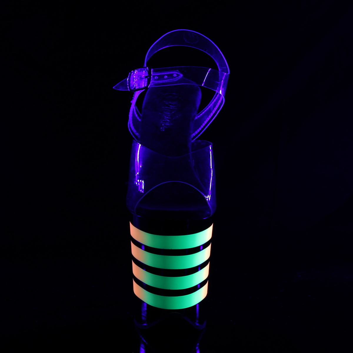 Pleaser Flamingo-808UVLN C/B-UVLN - Przezroczyste reagujące na uv sandały na wysokiej platformie