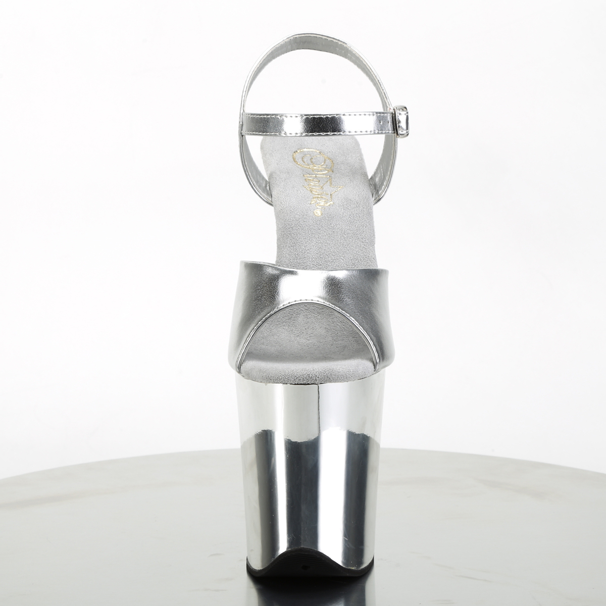 Pleaser Flamingo-809 SPU/SCH - Srebrne sandały na wysokiej platformie