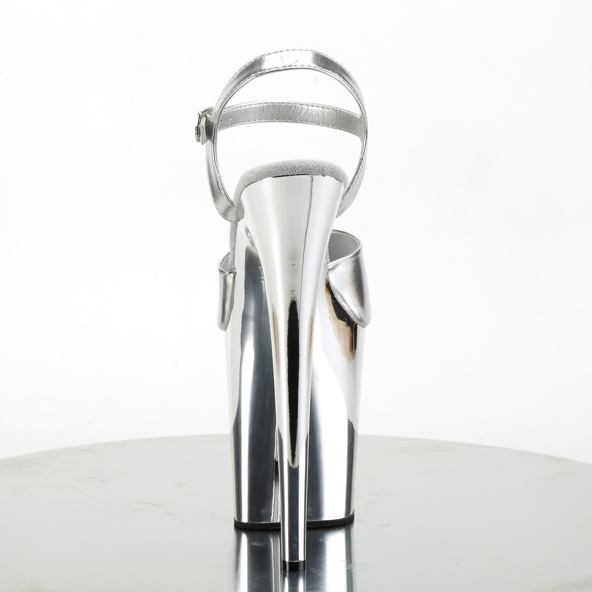 Pleaser Flamingo-809 SPU/SCH - Srebrne sandały na wysokiej platformie