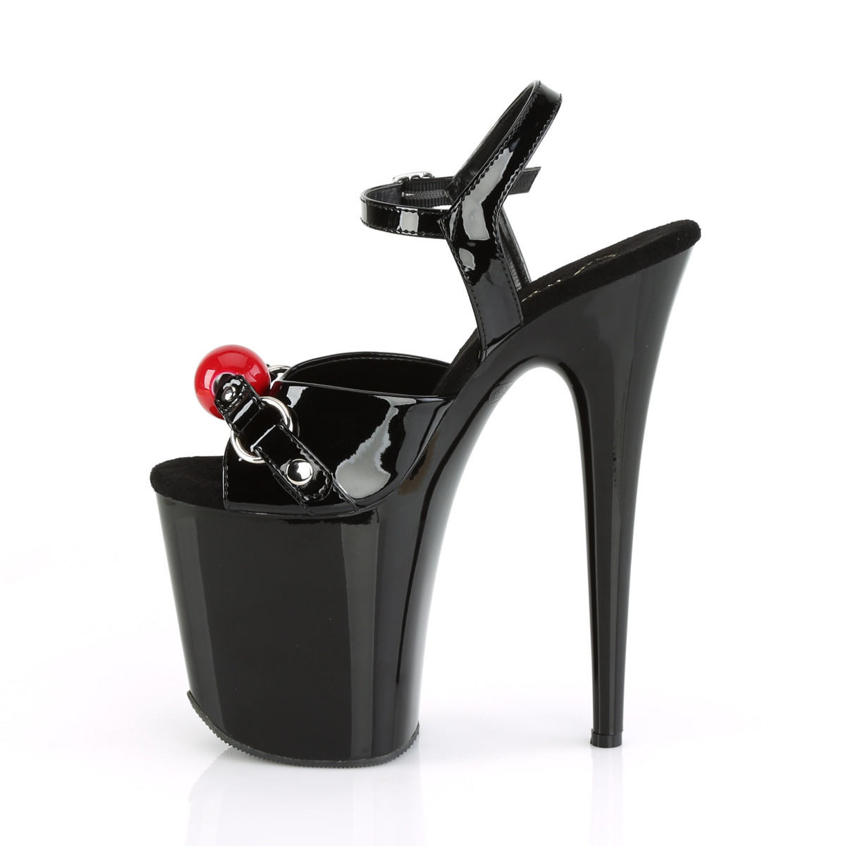 Pleaser Flamingo-809GB B/M - Błyszczące czarne sandały na wysokiej platformie