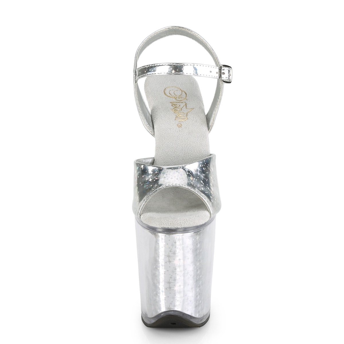 Pleaser Flamingo-809HS SHG/SHGI - Srebrne sandały na wysokiej platformie