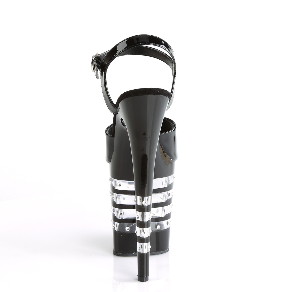 Pleaser Flamingo-809LNRS B/M - Błyszczące czarne sandały na wysokiej platformie