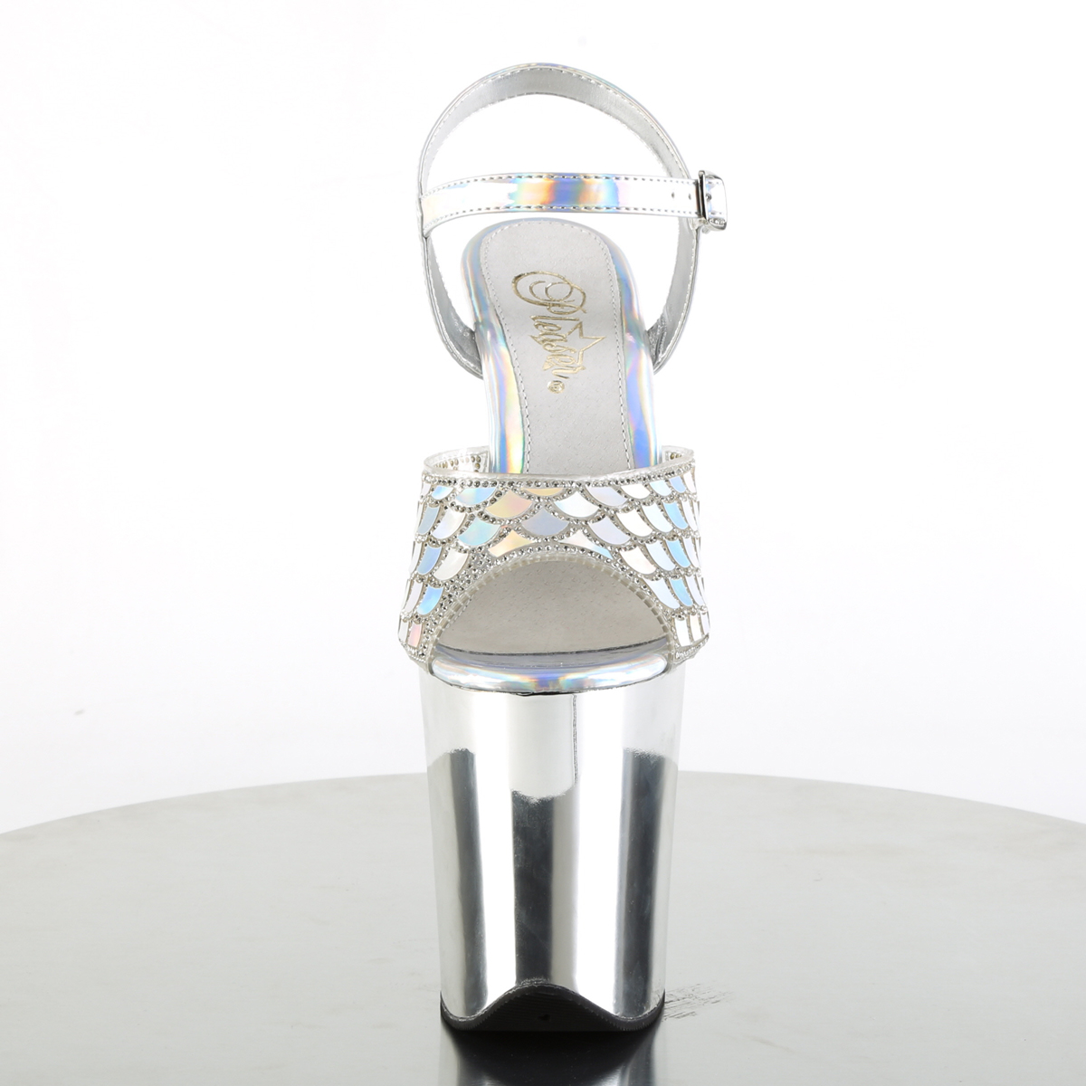 Pleaser Flamingo-809MMRS SHG/SCH - Srebrne sandały na wysokiej platformie