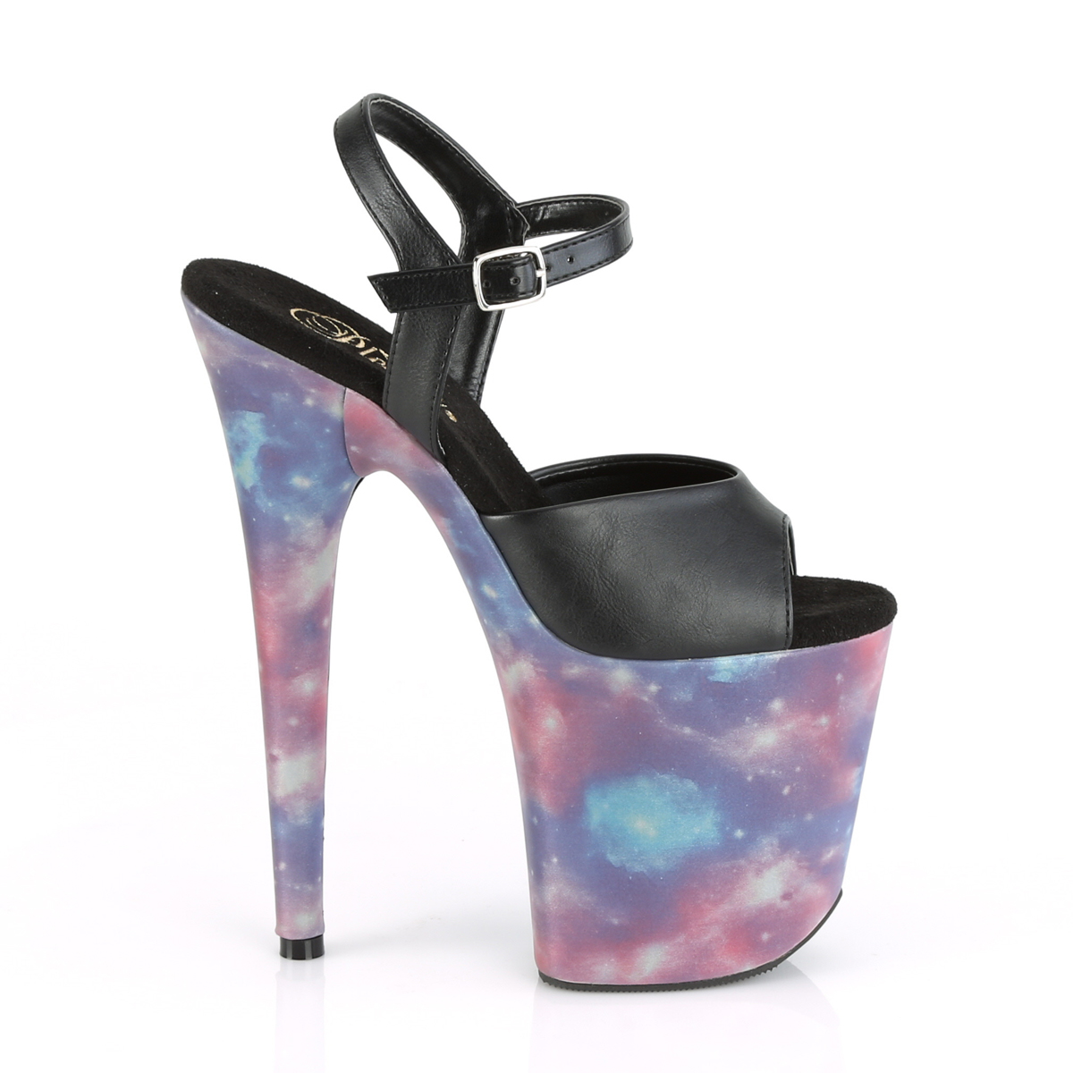 Pleaser Flamingo-809REFL BPU/PPBL - Czarne sandały na wysokiej platformie