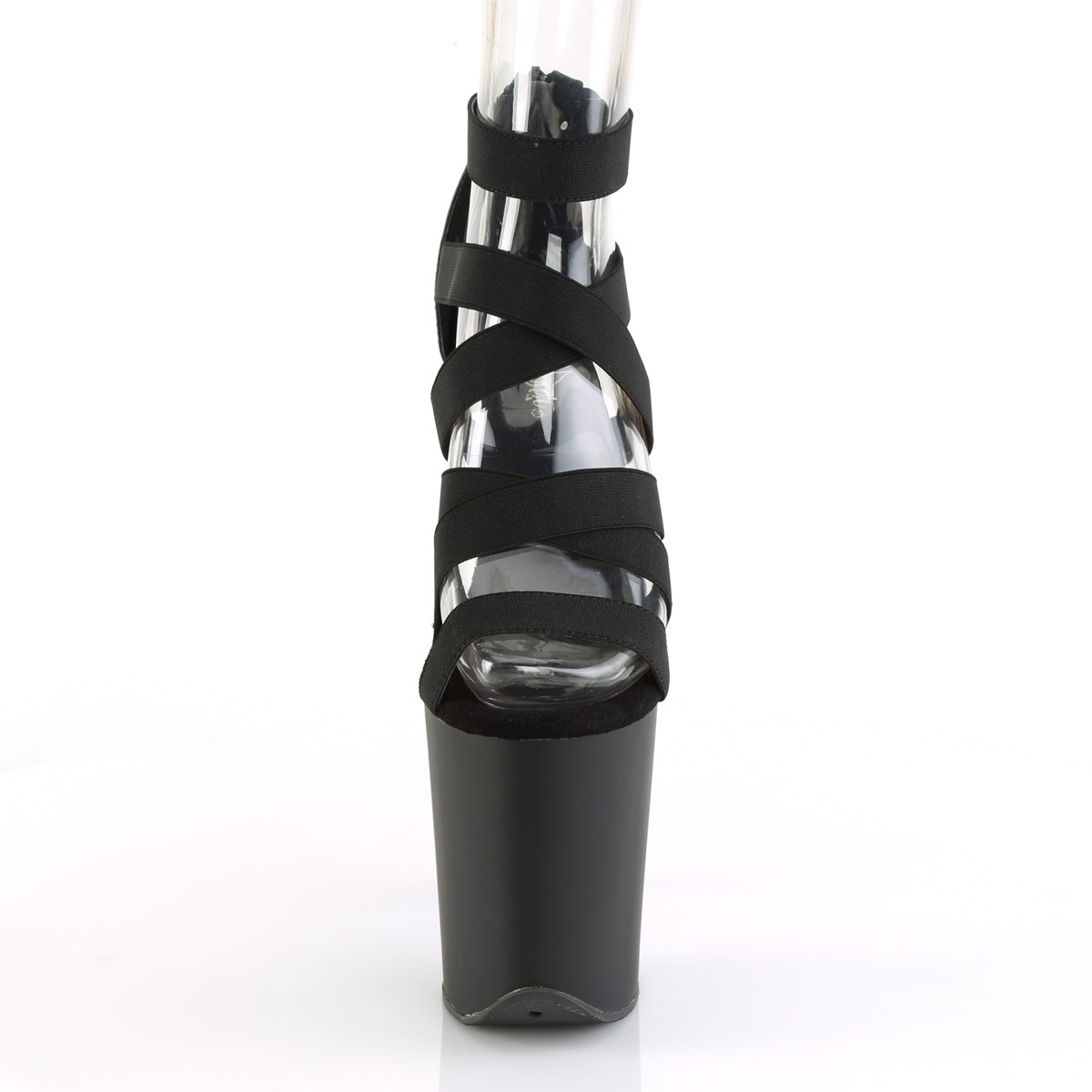 Pleaser Flamingo-859 BELS-PU/M - Czarne buty z paskiem nad kostką na wysokiej platformie