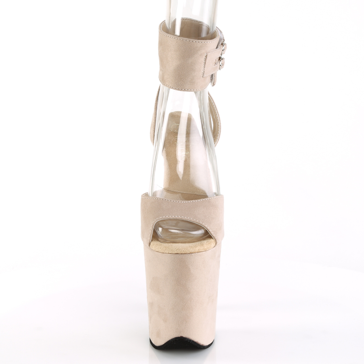 Pleaser Flamingo-891 BEMF/M - Beżowe buty z paskiem nad kostką na wysokiej platformie