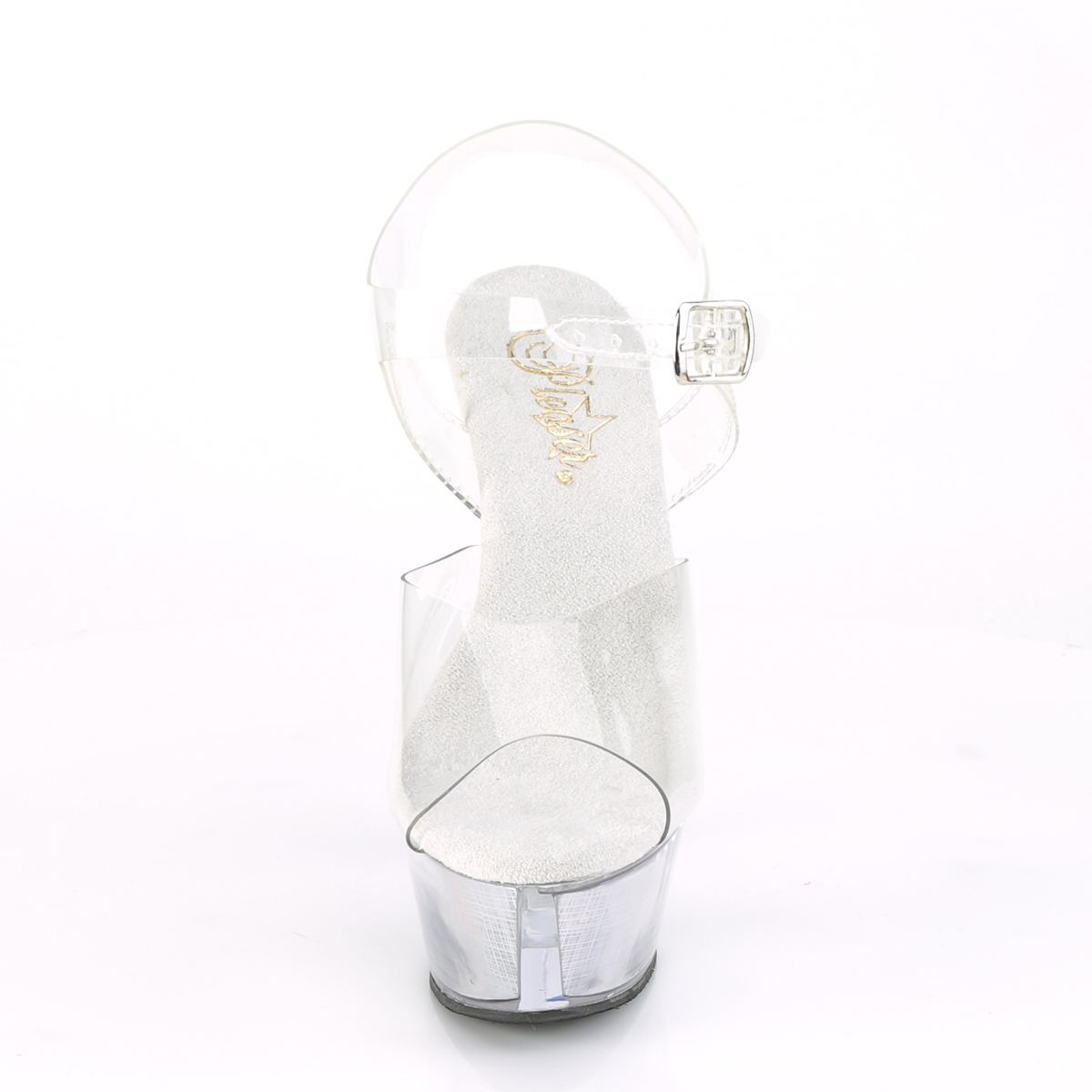 Pleaser Flashdance-208CH C/SHG - Przezroczyste świecące sandały na platformie z wysokimi obcasami