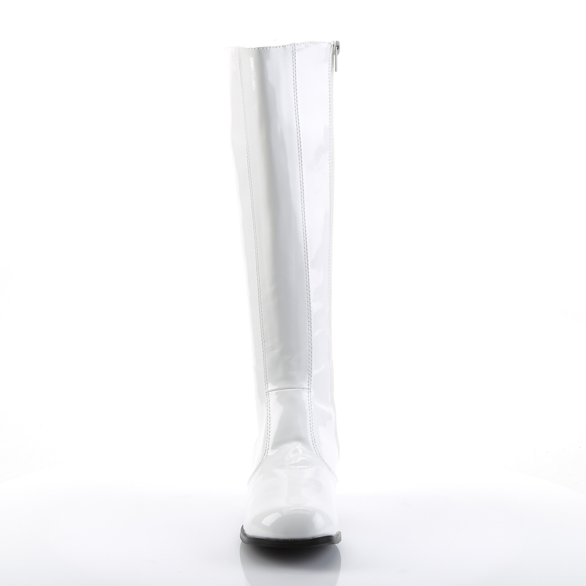 Funtasma Gogo W - Błyszczące białe kozaki z szerokimi obcasami