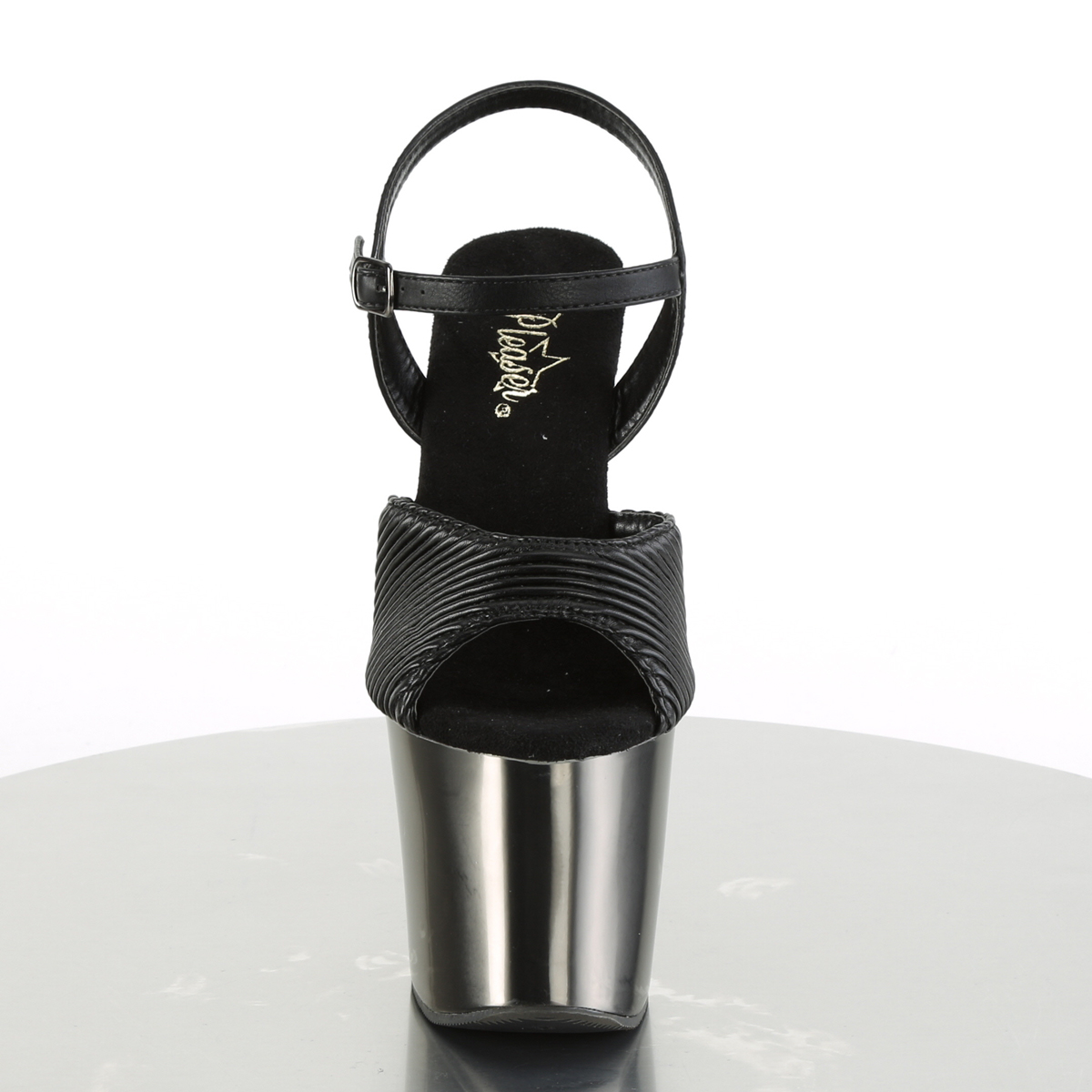 Pleaser Hex-709 BQTPU/PWCH - Czarne sandały na wysokiej platformie