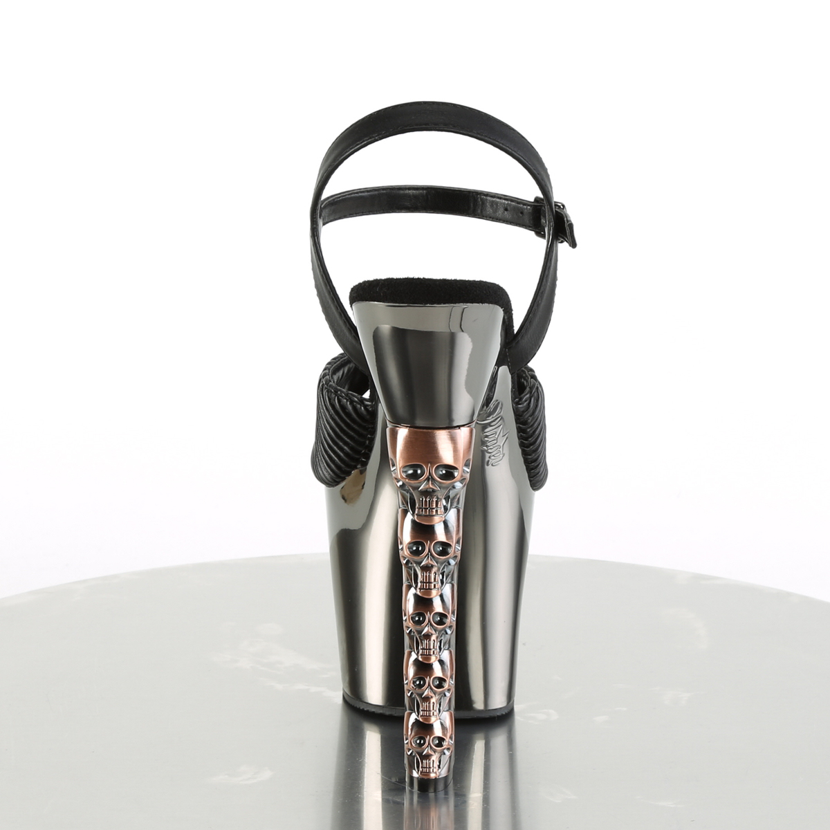 Pleaser Hex-709 BQTPU/PWCH - Czarne sandały na wysokiej platformie