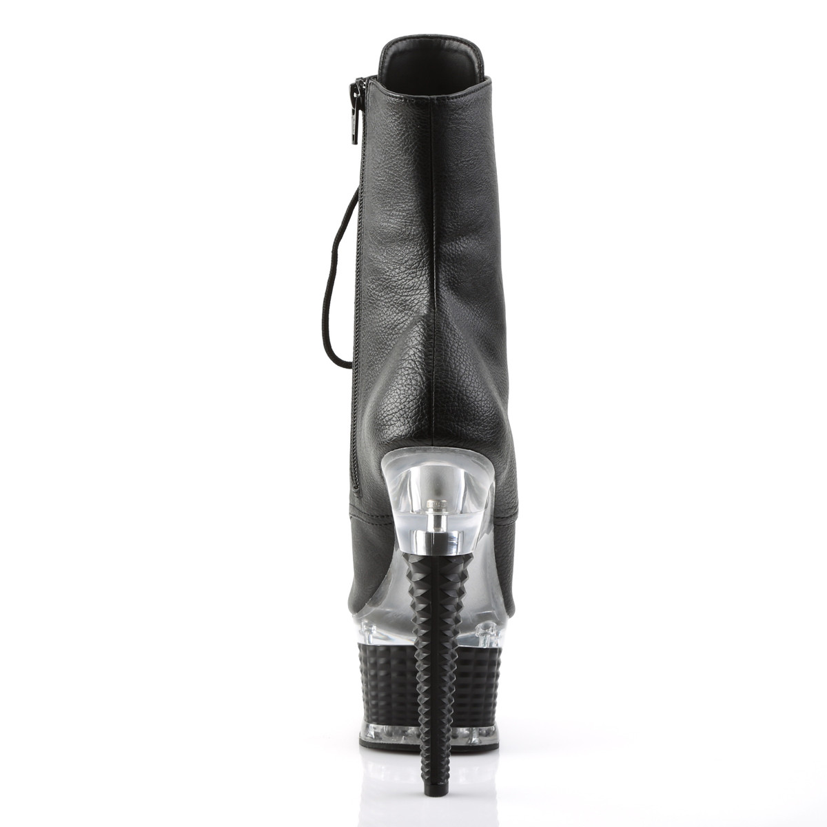 Pleaser Illusion-1021 BPU/M - Czarne buty za kostkę na platformie z wysokimi obcasami