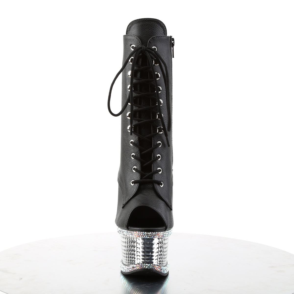 Pleaser Illusion-1021RS BPU/SCH - Czarne buty za kostkę na platformie z wysokimi obcasami