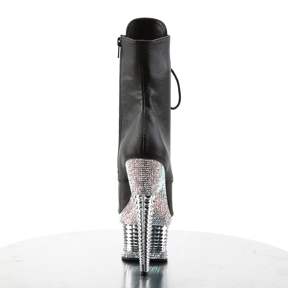 Pleaser Illusion-1021RS BPU/SCH - Czarne buty za kostkę na platformie z wysokimi obcasami