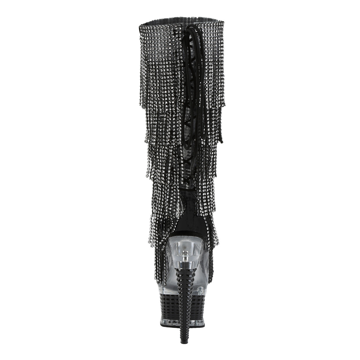 Pleaser Illusion-2017RSF SMKTPU/B - Srebrne botki z odkrytymi palcami na platformie z wysokimi obcasami