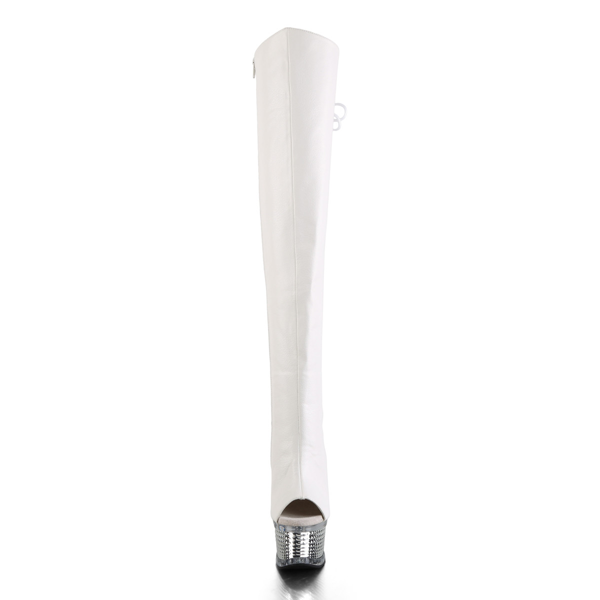 Pleaser Illusion-3019 WPU/SCH - Białe botki z odkrytymi palcami na platformie z wysokimi obcasami